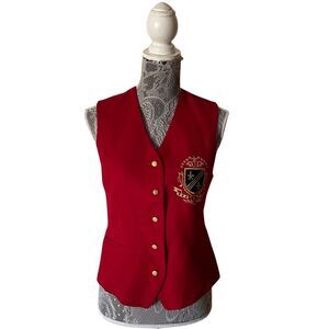 Vintage Jones New York Wool Academia Crest Vest Red